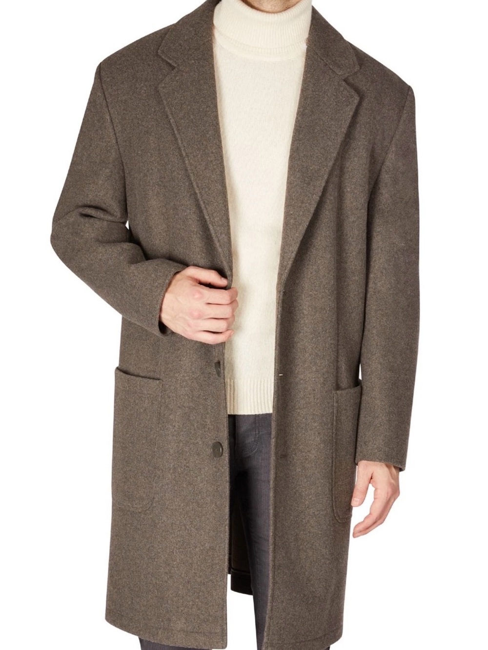 NWT Calvin Klein Slim-Fit Overcoat Mens 38R Camel Tan Taupe Brown $450 NEW